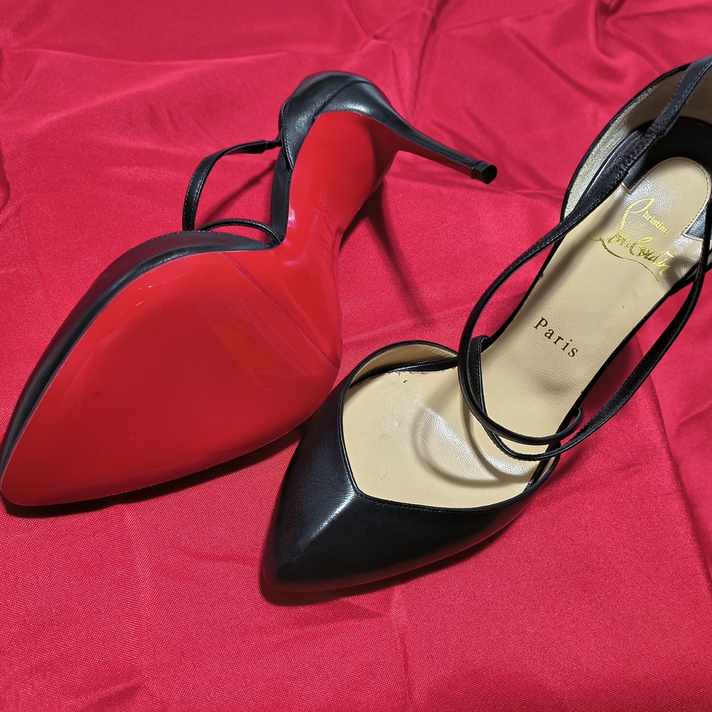 Christian Louboutin Black Strappy Women's Shoes - Picture 4 of 5